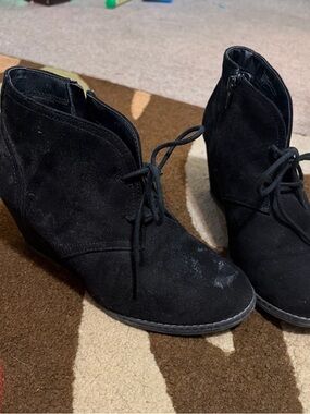 Target Black Suede Lace-Up Wedge Ankle Boots
